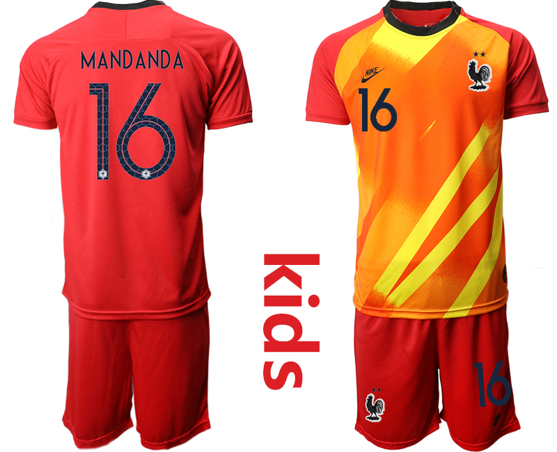 2021 European Cup France red goalkeeper Youth #16 soccer jerseys->youth soccer jersey->Youth Jersey